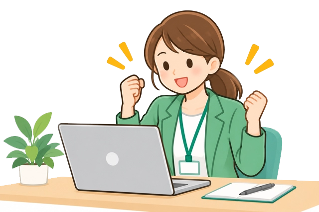 パソコンを学ぶ女性のイラスト