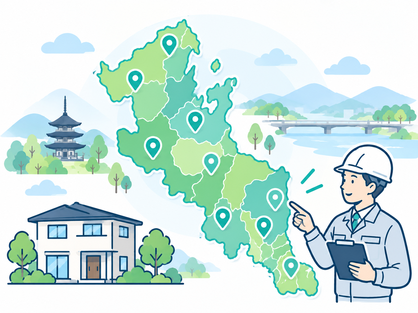 京都府木津川市を中心とした対応エリアのイラスト