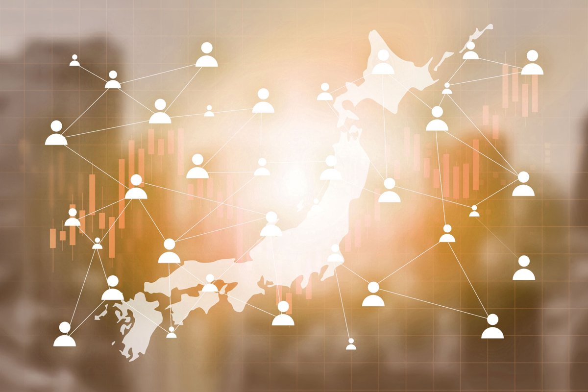 日本地図と人のつながりのイメージ