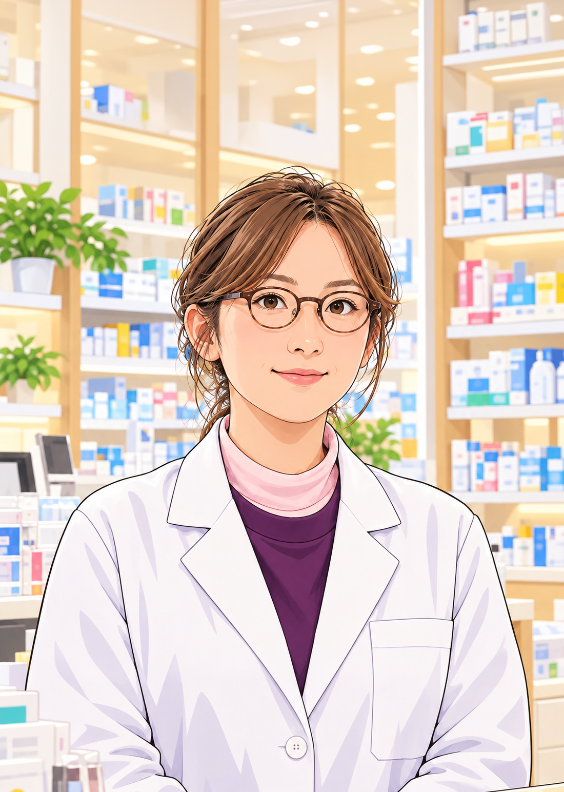 ふたば薬局 薬局長のイラスト
