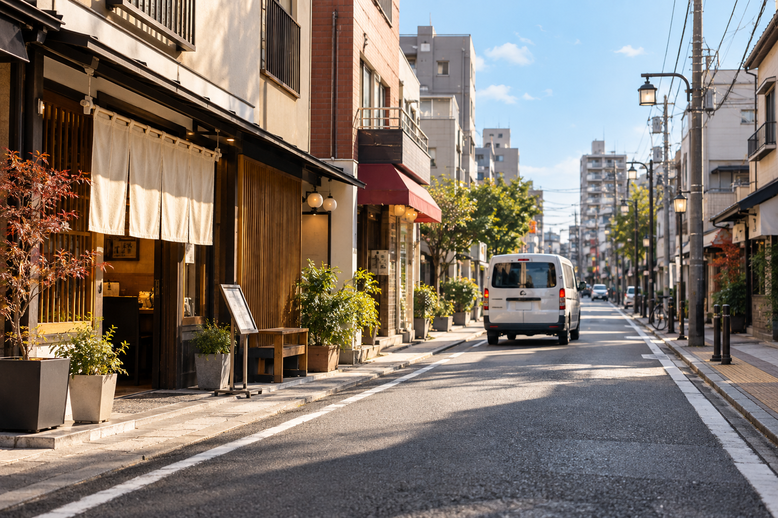 配送車が走る街並み