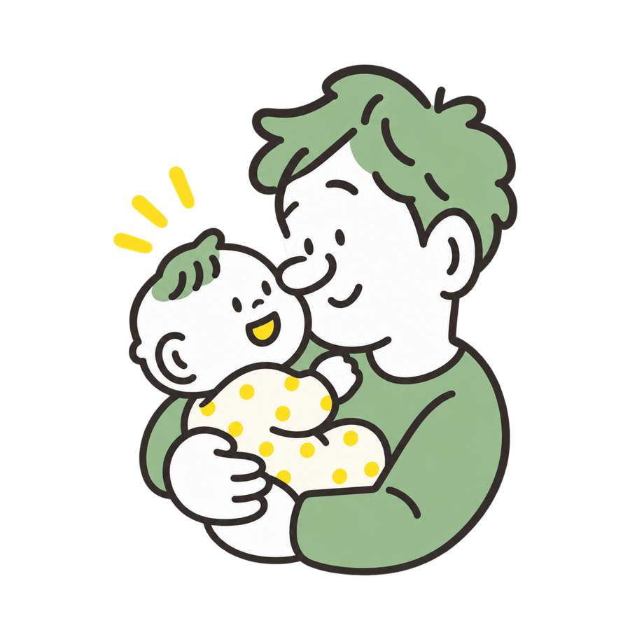 赤ちゃんを抱くお父さんのイラスト
