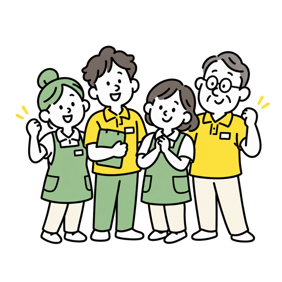 さまざまな年代のスタッフのイラスト