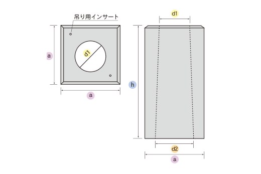照明柱用基礎ブロックの寸法図