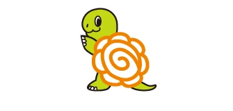 花丸を背負ったカメのマスコット