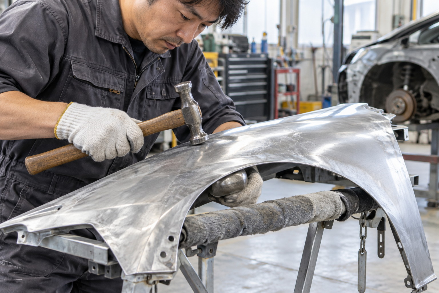 板金作業の様子