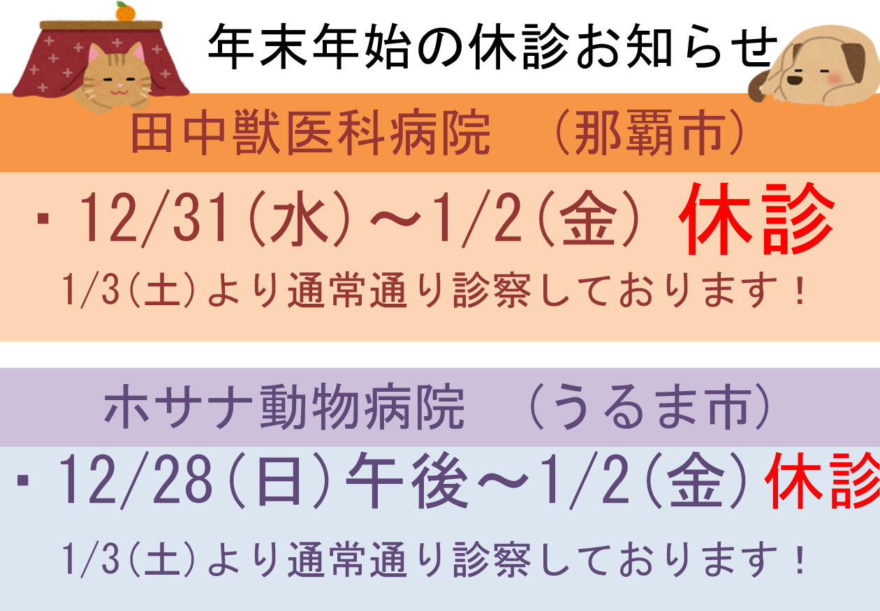 年末年始の休診お知らせ
