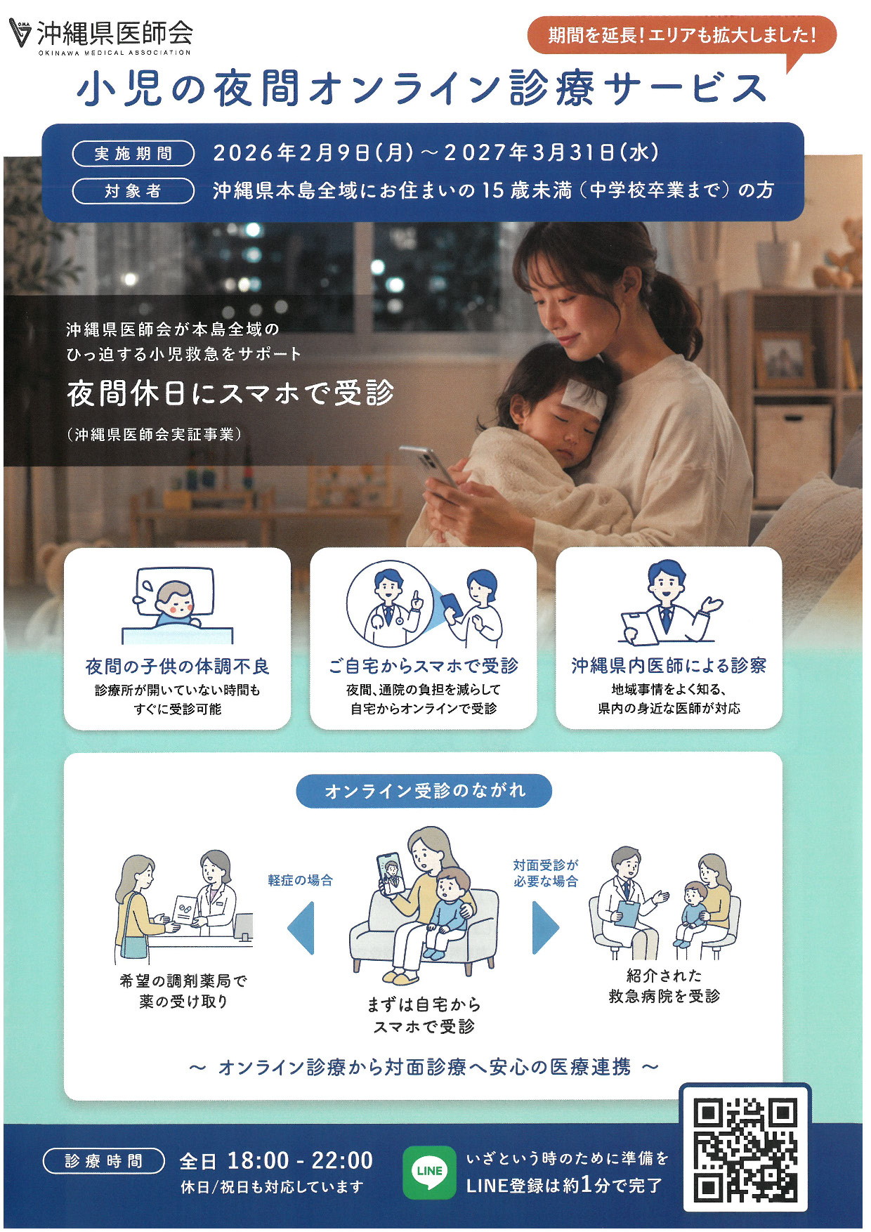 小児の夜間オンライン診療サービスのご案内
