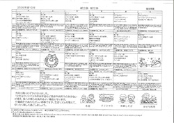 今月の献立表
